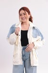 Ekru Denim Geçişli Premium Yağmurluk