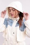 Ekru Denim Geçişli Premium Yağmurluk