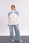 Ekru Denim Geçişli Premium Yağmurluk