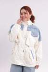 Ekru Denim Geçişli Premium Yağmurluk