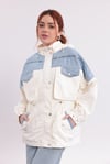 Ekru Denim Geçişli Premium Yağmurluk