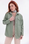 Gabardin Sırt ve Omuz Nakış Detaylı Soft Yeşil  Ceket