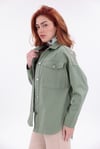 Gabardin Sırt ve Omuz Nakış Detaylı Soft Yeşil  Ceket