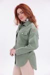 Gabardin Sırt ve Omuz Nakış Detaylı Soft Yeşil  Ceket