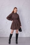 Kahve Bomber Ceket Mini Etek Takım