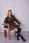 Kahve Bomber Ceket Mini Etek Takım