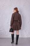 Kahve Bomber Ceket Mini Etek Takım