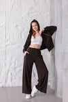 Kahve Premium Pamuklu Sweat-Pantolon Takım