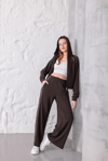 Kahve Premium Pamuklu Sweat-Pantolon Takım