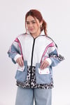 Leopar Garnili Denim Geçişli  Ceket