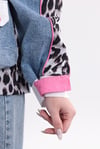 Leopar Garnili Denim Geçişli  Ceket