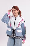 Leopar Garnili Denim Geçişli  Ceket
