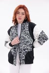Leopar Panel Bomber Siyah Ceket