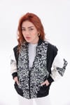 Leopar Panel Bomber Siyah Ceket