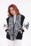 Leopar Panel Bomber Siyah Ceket