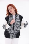 Leopar Panel Bomber Siyah Ceket