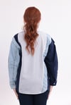 Mavi denim geçişli çizgili gömlek