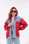 Mix Kırmızı Denim Detaylı Premium Ceket