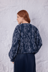 Nakış Detaylı Crop Ceket Lacivert