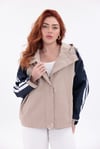 Oversize Şeritli Parka Kadın Yağmurluk