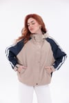 Oversize Şeritli Parka Kadın Yağmurluk