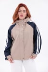 Oversize Şeritli Parka Kadın Yağmurluk