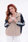 Oversize Şeritli Parka Kadın Yağmurluk