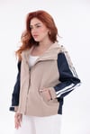Oversize Şeritli Parka Kadın Yağmurluk
