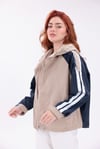 Oversize Şeritli Parka Kadın Yağmurluk