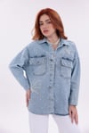 Taş İnci Geçişli Cepli Denim  Ceket