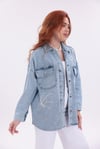 Taş İnci Geçişli Cepli Denim  Ceket