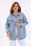 Taş İnci Geçişli Cepli Denim  Ceket