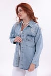 Taş İnci Geçişli Cepli Denim  Ceket