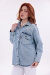 Taş İnci Geçişli Cepli Denim  Ceket