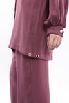 Taş İşlemeli Bordo Tensel Premium  Pantolon Tunik Takım
