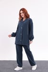 Taş işlemeli tensel kumaş premium pantolon tunik takım