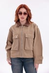 Vintage Cep Detaylı Bej Gabardin Ceket