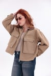 Vintage Cep Detaylı Bej Gabardin Ceket