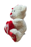 Kırmızı Tokalı ve Kalpli Peluş Ayı, 30cm