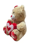 Kırmızı Tokalı ve Kalpli Peluş Ayı, 30cm