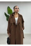 Arka Yırtmaç Detaylı Torino Kumas  Trenc 120cm -Kahverengi