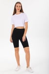 Beyaz Kadın Kısa Kollu Crop T-shirt