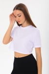 Beyaz Kadın Kısa Kollu Crop T-shirt