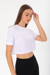 Beyaz Kadın Kısa Kollu Crop T-shirt