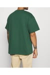 Erkek %100 Pamuk Unisex Siyah Oversize Bisiklet Yaka Tişört- Yeşil