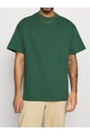 Erkek %100 Pamuk Unisex Siyah Oversize Bisiklet Yaka Tişört- Yeşil