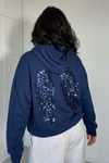 Kadın Angel Arkası Pullu Hoodie Sweatshirt- Lacivert