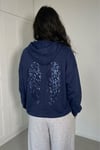Kadın Angel Arkası Pullu Hoodie Sweatshirt- Lacivert