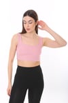 Kadın Askılı Fitilli Crop Örme Bluz