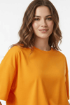 Kadın Basic Oversize Kısa Kollu T-Shirt- Turuncu